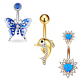Miniatyrbilde 4 av 5: Zircon dingle navle ringer hjerte sommerfugl navle ring pai A1