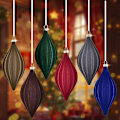 Miniatyrbilde 4 av 8: Flocking Plastjulepynt 酒红色