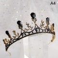 Pikkukuva 1 / 5: 1kpl Bride Retro Black Crystal Crown Queen Tiara A4