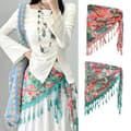 Miniatyrbilde 3 av 8: Boho dusk trekant skjerf kvinner vintage blomstertrykt blonde midje A4