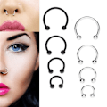 Miniatyrbilde 4 av 5: 10 STK Rustfritt stål Horseshoe Bar Lip Nese Septum Øre Ring Silver 6mm