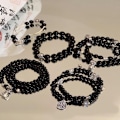 Miniatyrbilde 2 av 8: Ny stil Vintage Good Lucky Opal Multi-layer Black Beads Brac 1