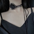 Miniatyrbillede 2 af 8: Fairy Style Temperament Sort Camellia Choker Langt bånd Vinta A2