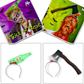 Miniatyrbilde 7 av 8: Halloween hårbøyle skrekk blod øks sager gotisk pannebånd rekvisitt A2