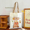 Miniatyrbilde 7 av 8: e Kapibala Canvas Bag Capybara Large Capacity Shopping Bag Shou A2