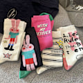 Miniatyrbilde 3 av 8: Damesokker Mid-tube Kvinne Graffiti Illustration Stripe e Cott A1