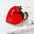 Miniatyrbild 5 av 7: Mode Love Heart Lazy Cat Emalj Brosch Pin For Women Lapel J