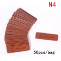 Miniatyrbilde 1 av 8: 50 stk Brun laget med hjerte PU-skinn Håndlagde etikettetiketter DIY N4