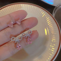 Pikkukuva 1 / 8: 1/2Pair Shining Pink Zircon Waterdrop Bow Stud Korvakorut Romanti C