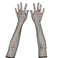 Miniatyrbillede 2 af 5: Sort Hvid Rød Lange Mesh Handsker Med Rhinestones Hollow Fishin Red