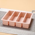 Miniatyrbilde 1 av 8: 1 stk 4 rutenett lang stripe silikonisbiter firkantet brettform DIY C Pink