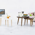 Miniatyrbillede 4 af 5: 1 Sæt 1:12 Dukkehus Trekant Sofabord Computer Skrivebord Te Tab Brown