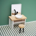 Miniatyrbillede 3 af 7: 1:12 Dukkehus Miniaturesæt Brusebad Toilet Badekar Kommode
