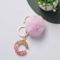Pikkukuva 1 / 8: e Avaimenperä Vaaleanpunainen Pompom Ball 26 Letter Keychain Resin Avaimenperät C