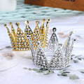 Miniatyrbilde 2 av 8: Kronekake Topper Krystallperle Tiara Barn Hårpynt Bursdag Gold