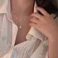 Miniatyrbillede 4 af 5: Shiny Zircon Thin Line Simple Choker Halskæde Kvinder smykker Col Silver