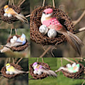 Pikkukuva 1 / 8: Puutarhakoristeen simulointilintujen set Rottinkista Craft + Artific