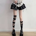 Miniatyrbillede 1 af 8: Kvinder Bandage Stripe Langstrømper Kvinde Lolita Jk Y2k Sexet Black