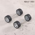 1Set 1:64 Bilhjul för Hotwheel gummidäck med hjulaxel Mo Silver