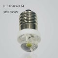 Miniatyrbilde 4 av 5: 3/4,5/6V 0,5W lommelyktpære 6000K hvit LED E10-sokkel 6V