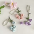 Miniatyrbillede 4 af 8: 1 Stk blomst strikket nøglering nøglering kvinder hæklet uld blomst Green