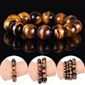 Miniatyrbilde 1 av 8: Tiger Eye Stone Lucky Bless Beads Menn Kvinne Smykker 8mm