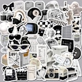 Miniatyrbillede 1 af 5: 61 Stk Sort Hvid Simple Style Graffiti Sticker Bil Guitar Suit