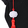 Miniatyrbild 8 av 8: Retro Vit Jade Lotus Tofs Frans DIY Legering Hantverk Tofs Ac Red