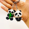 Miniatyrbillede 5 af 8: e Anime Panda nøglering til kvinder mænd modetaske vedhæng adgang A4