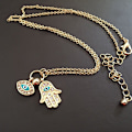 Pikkukuva 6 / 7: Fatima Palm kaulakoru Evil Eye Hamsa käsiketju riipus korut Silver