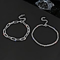 Miniatyrbillede 8 af 8: Rustfrit stål Mode Simple Shiny Chain Armbånd Til Kvinder M A1