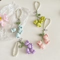 Miniatyrbilde 8 av 8: 1 Stk Flower Knitted Keychain Nøkkelring Dame Heklet Ullblomst White