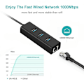 Miniatyrbillede 4 af 8: 3-porte USB 3.0 Gigabit Ethernet Lan RJ45 netværksadapterhub