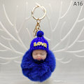 Pikkukuva 1 / 5: Sleeping Baby Avaimenperä ja Fluffy Pehmo Doll Avaimenperät Naisten Tytöt A16