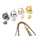Miniatyrbillede 4 af 8: Læderhåndtag Taske Strap Rhombus Bag Bead Ball Chain Justerbar B4