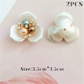 Miniatyrbild 8 av 8: 2 STK Flower Pearl Strass Knappar Hantverk Kläder Legering Metall A3
