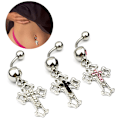 Miniatyrbillede 2 af 7: Hollow Cross navle ring kirurgisk stål navle ring Pierci Black