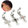 Miniatyrbillede 2 af 7: Hollow Cross navle ring kirurgisk stål navle ring Pierci White
