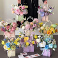 Miniatyrbillede 7 af 8: Bærbar Blomsteremballage Æske Bryllupsdekoration Gavepose DIY B A5
