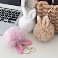 Miniatyrbilde 5 av 8: Kawaii Ears Pompom nøkkelring myk fluffy pels Nøkkelringveske P Gray