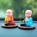 Miniatyrbillede 4 af 5: Solar Powered Bobble Rystende Hoved Dansende Legetøj Buddhist Monk Dol yellow