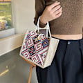 Miniatyrbillede 3 af 7: Lærredstasker til kvinder Skuldertaske Retro Casual Tote Håndtasker E A8