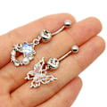 Miniatyrbillede 7 af 8: Mode sommerfugl navle ring hjerte zirkon navle ringe Bo 4