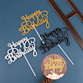 Miniatyrbild 2 av 8: 10 ST Glitterpapper Grattis på födelsedagen Cake Topper Cupcake Dessert Gold