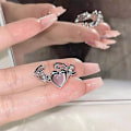Miniatyrbillede 3 af 8: Modehjertering Cat Eye Peach Heart Justerbare Dameringe J