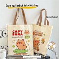Miniatyrbilde 6 av 8: e Kapibala Canvas Bag Capybara Large Capacity Shopping Bag Shou A2
