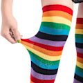 Miniatyrbillede 8 af 8: Knæhøje regnbuestrømper Lårhøjstribede knæstrømper Rainbow S