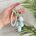 Miniatyrbilde 6 av 8: 1 Stk Flower Knitted Keychain Nøkkelring Dame Heklet Ullblomst White