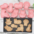 Miniatyrbilde 3 av 5: 8 stk Kattedyr Cookie ters Form Plast 3D tegneserie Trykkbar