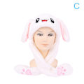 Miniatyrbillede 1 af 5: Kvinders Movable Bunny Ears Hatte Med Lys Piger Vinter Plys C